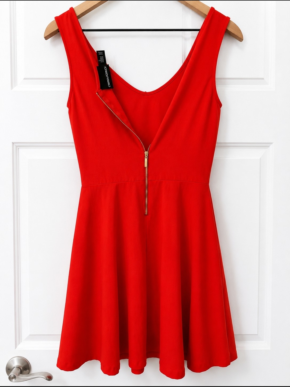 Cynthia Rowley Red Scoop-Neck Skater Dress - Picture 2 of 4